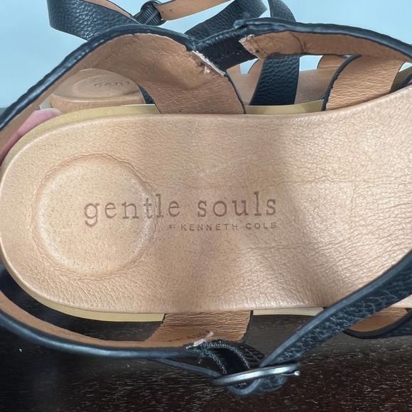 GENTLE SOULS BY KENNETH COLE REBHA LEATHER PLATFORM SANDAL BLACK SIZE 8.5 NWOB - Picture 6 of 10